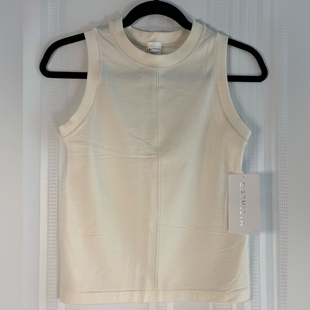 NWT Athleta Essence Seamless Tank Top Wool‎ Blend Cream XS